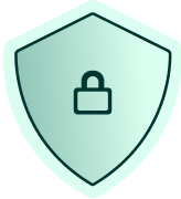Shield with lock icon representing bank level security